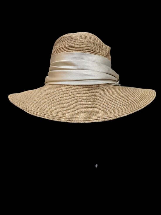 Eugenia Kim- Courtney Woven Fedora Hat w/ Scarf Band UPF Protection, NWT Display main image 5